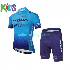 Set Fahrradtrikot + Radhose Kurze 2021 Astana-Premier Tech Kinder N001